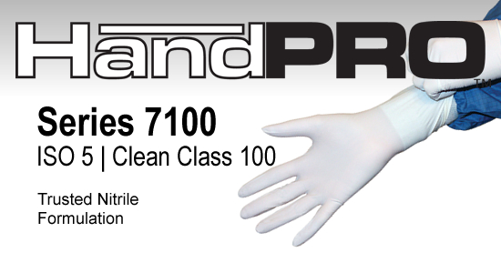 Series 7100 Class 100 Gloves, Nitrile, HandPRO, White, 100 Gloves/Bag