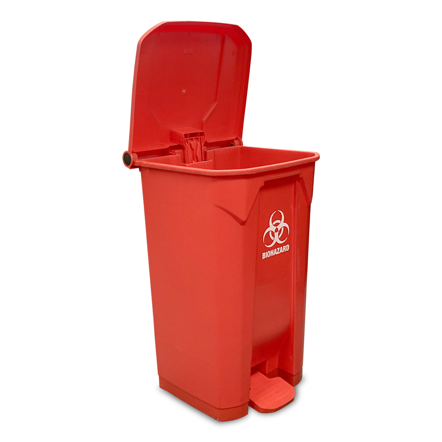 Biohazard Bin XL, large, 23 gallon / 87L, with  foot pedal operated lid, 19 x 19 x 33in. / 48 x 48 84cm (W x L x H), 1/ea