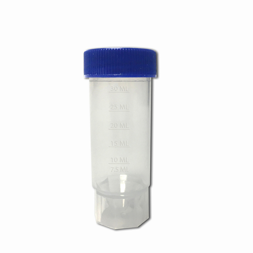 30mL PP (29 x 80mm), free standing, flat screw cap, 25/sterile bag, 500/case