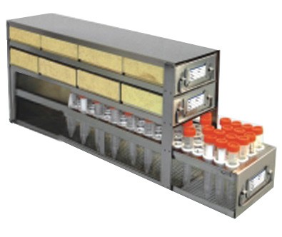 Upright Freezer Drawer Rack for 2" Cardboard Boxes and 50mL Centrifuge Tubes (Capacity: 8 Boxes; 39 Tubes)