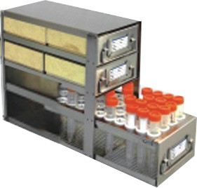 Upright Freezer Drawer Rack for 2" Cardboard Boxes and 15mL Centrifuge Tubes (Capacity: 4 Boxes; 36 Tubes)