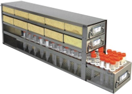 Upright Freezer Drawer Rack for 2" Cardboard Boxes and 50mL Centrifuge Tubes (Capacity: 10 Boxes; 51 Tubes)